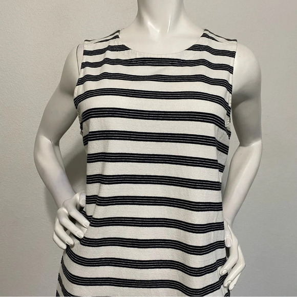 Vineyard Vines Black White Sleeveless Stripe Knit Shift Above Knee Dress Size L - Picture 4 of 9